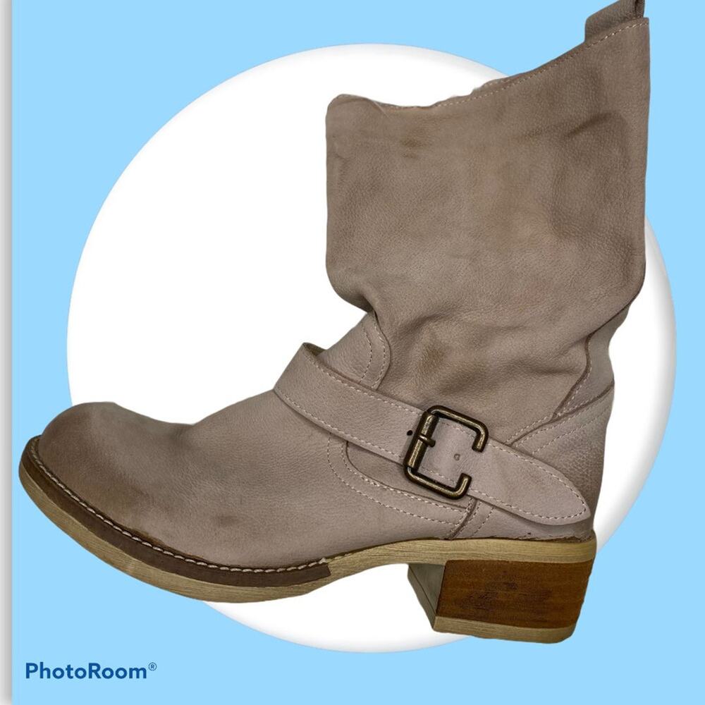 Valentina Suede Slouch Motorcycle Buckle Boots – Size 40 (US 9.5–10)
